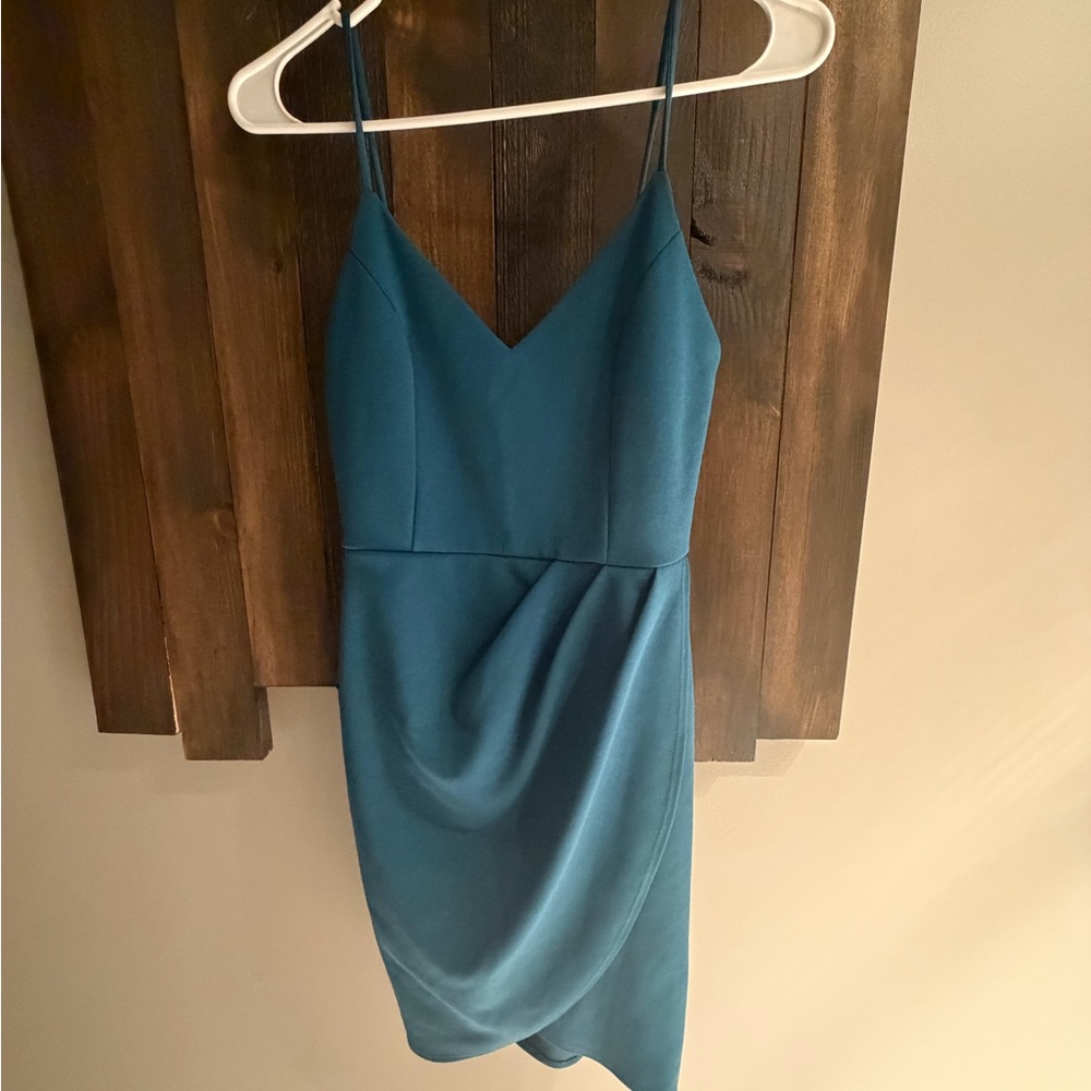 Lulu's Teal Mini Dress with Spaghetti Straps